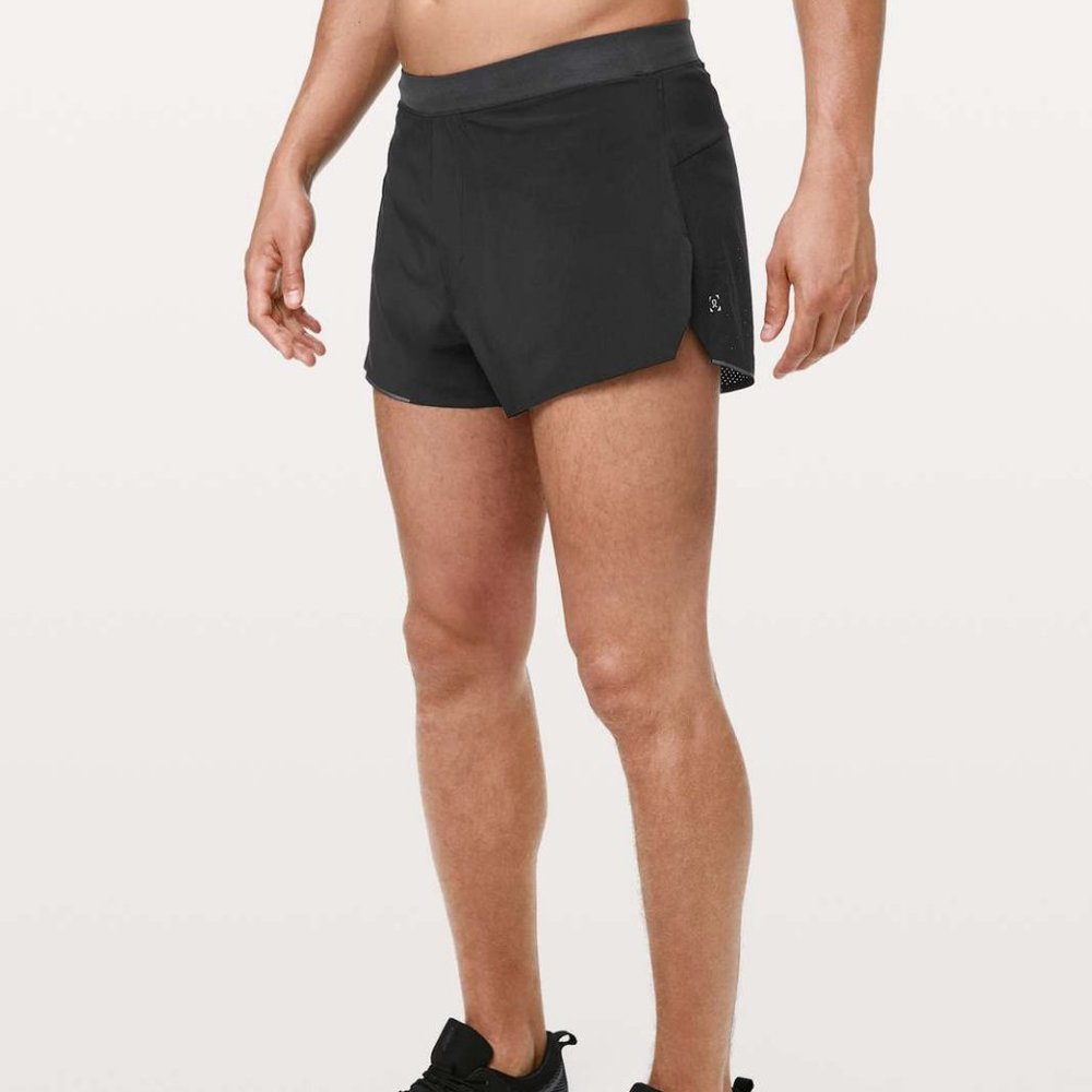 Lululemon Men's Fast and Free Short 3" Size XL Side Slits Drawstring Reflective